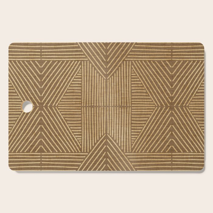Golden ochre lines - textured abstract geometric Cutting Board Gallery Image 1