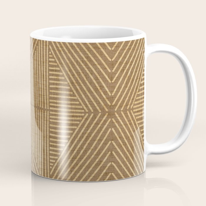 Golden ochre lines - textured abstract geometric Coffee Mug Gallery Image 1