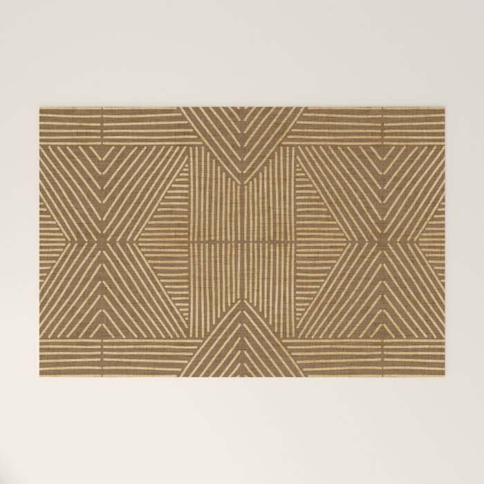 Golden ochre lines - textured abstract geometric Welcome Mat Gallery Image 1