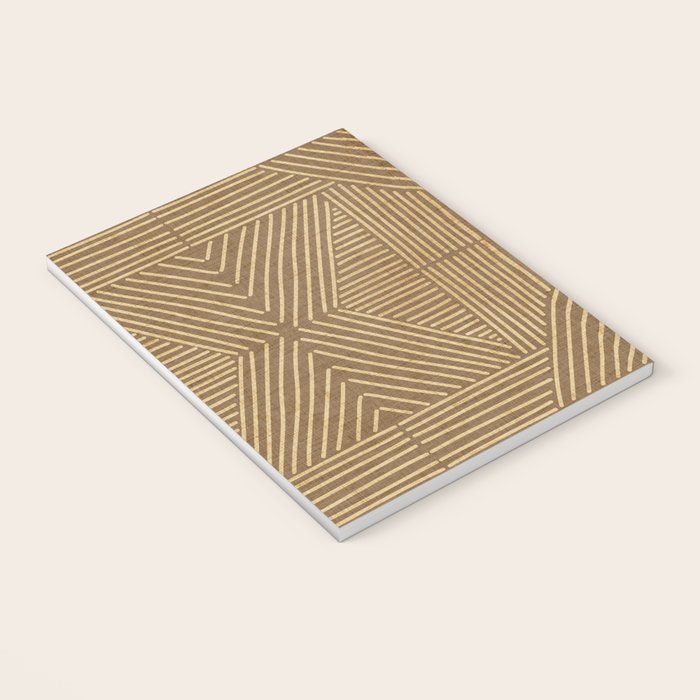 Golden ochre lines - textured abstract geometric Notebook Gallery Image 3