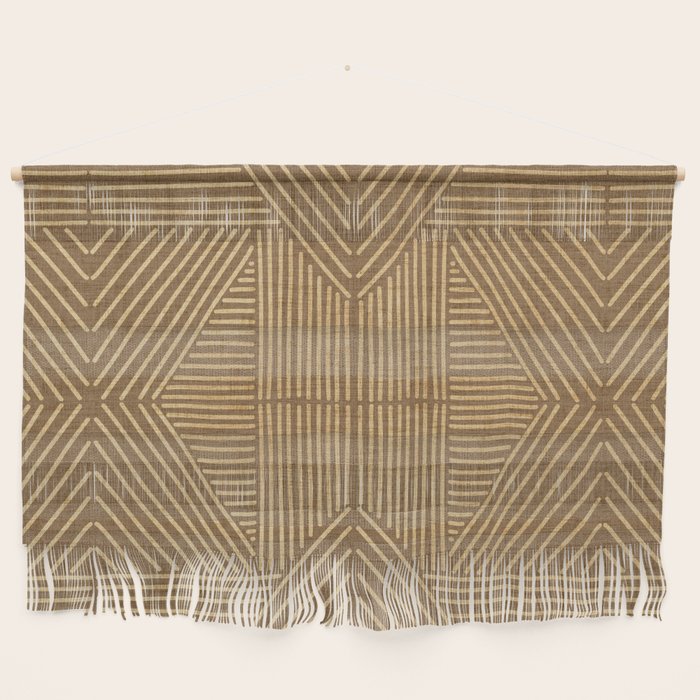 Golden ochre lines - textured abstract geometric Wall Hanging Gallery Image 1