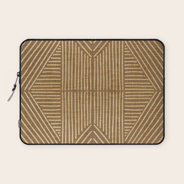 Golden ochre lines - textured abstract geometric Laptop Sleeve Gallery Image 1