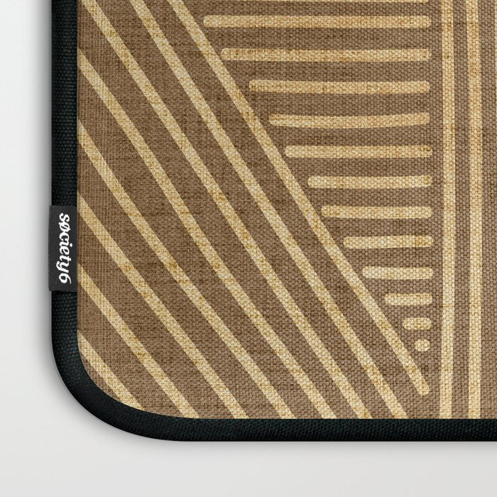 Golden ochre lines - textured abstract geometric Laptop Sleeve Gallery Image 3