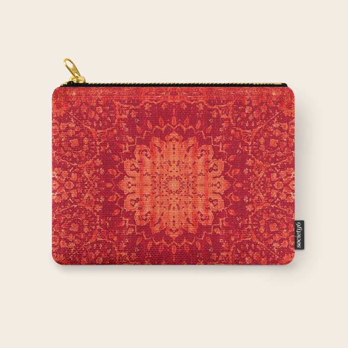 Orange Boho Oriental Traditional Antique Moroccan Style Carry All Pouch Gallery Image 1