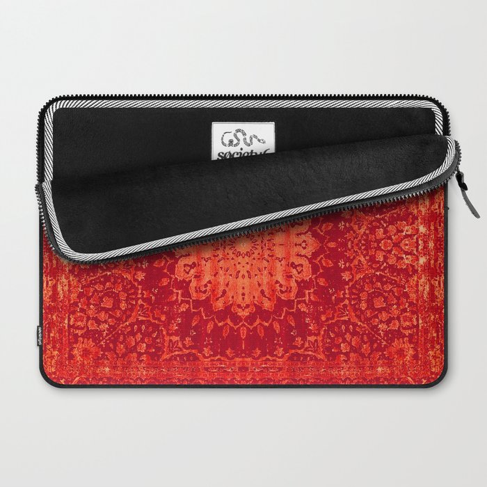 Orange Boho Oriental Traditional Antique Moroccan Style Laptop Sleeve Gallery Image 2