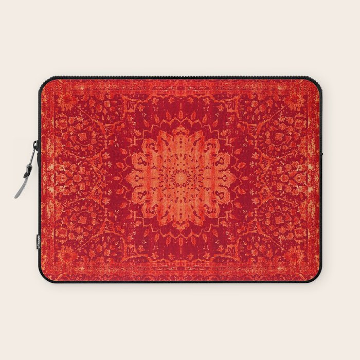 Orange Boho Oriental Traditional Antique Moroccan Style Laptop Sleeve Gallery Image 1