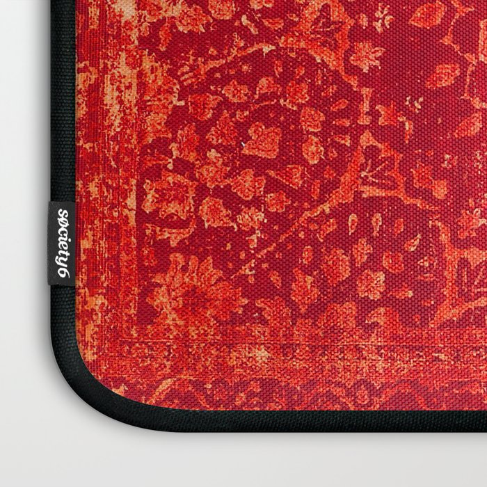 Orange Boho Oriental Traditional Antique Moroccan Style Laptop Sleeve Gallery Image 3