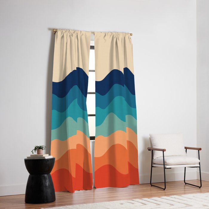 Retro 70s Waves Window Curtain Gallery Image 2
