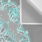 Teal and Aqua Lace Mandala on Grey Wall Tapestry Gallery Image 3