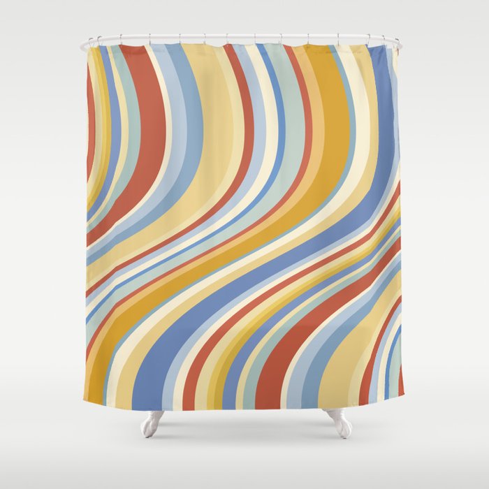 Wavy Stripes VIII - 70s Summer Shower Curtain Gallery Image 1