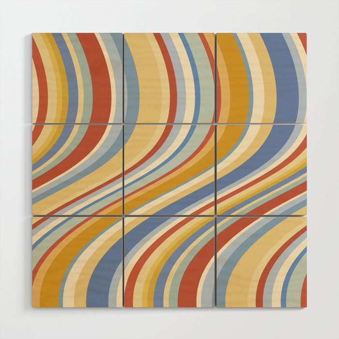 Wavy Stripes VIII - 70s Summer Wood Wall Art Gallery Image 1