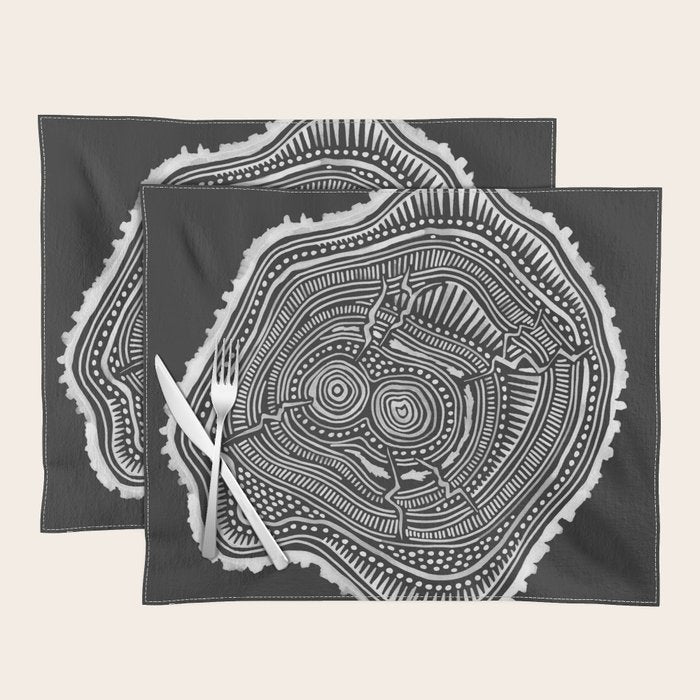 Peachleaf Willow â White on Black Placemat Gallery Image 1