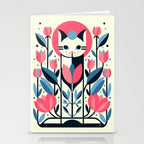 Cat amongst Tulips Stationery Card Gallery Image 2