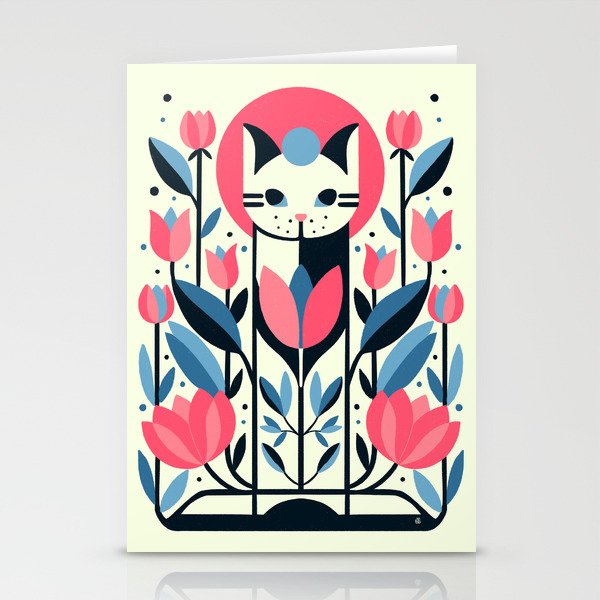 Cat amongst Tulips Stationery Card Gallery Image 2