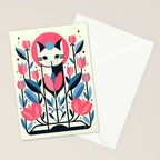 Cat amongst Tulips Stationery Card Gallery Image 2