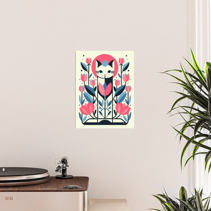 Cat amongst Tulips Poster Gallery Image 2