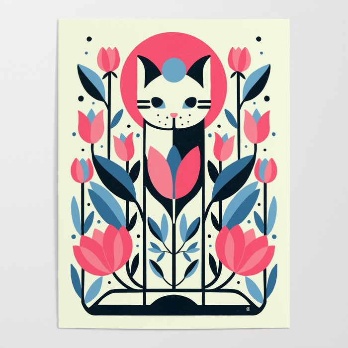 Cat amongst Tulips Poster Gallery Image 4