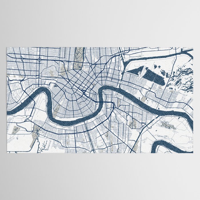 New Orleans City Map of Louisiana, USA - Coastal Tablecloth Gallery Image 2
