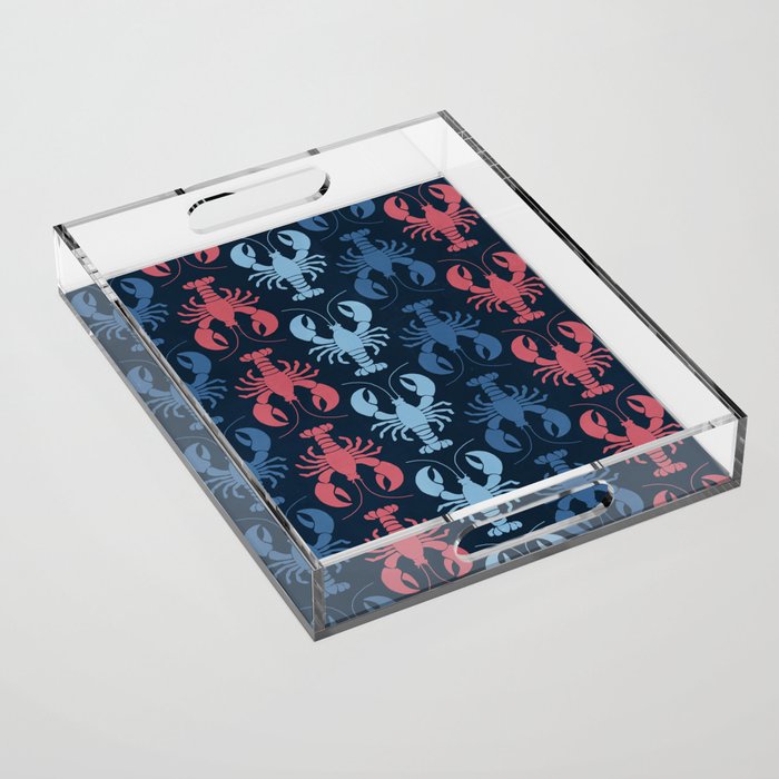 Lobster parade - navy Acrylic Tray Gallery Image 1
