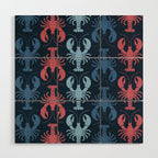 Lobster parade - navy Wood Wall Art Gallery Image 1