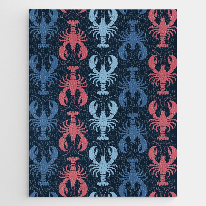 Lobster parade - navy Jigsaw Puzzle Gallery Image 1