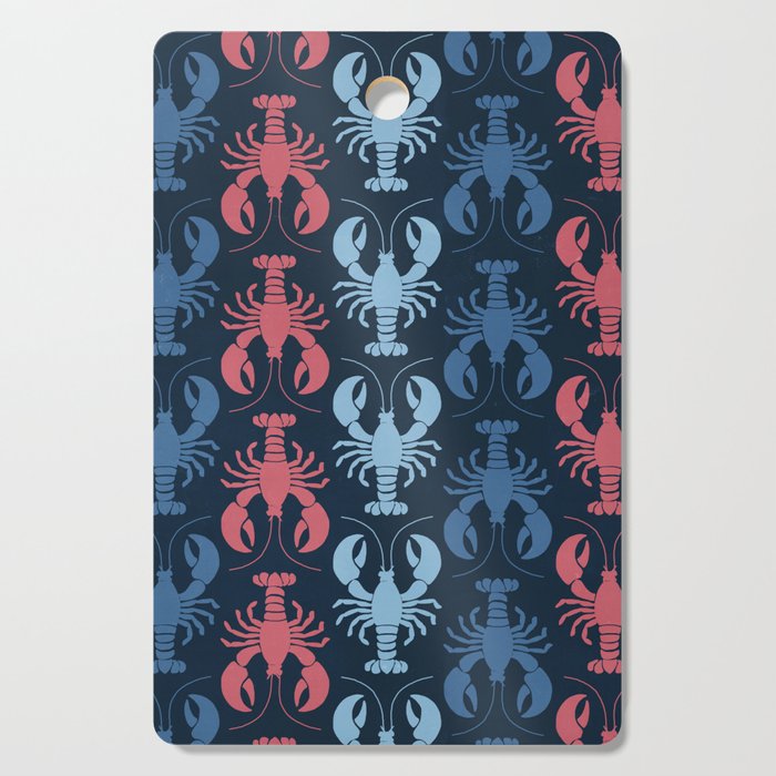 Lobster parade - navy Cutting Board Gallery Image 1