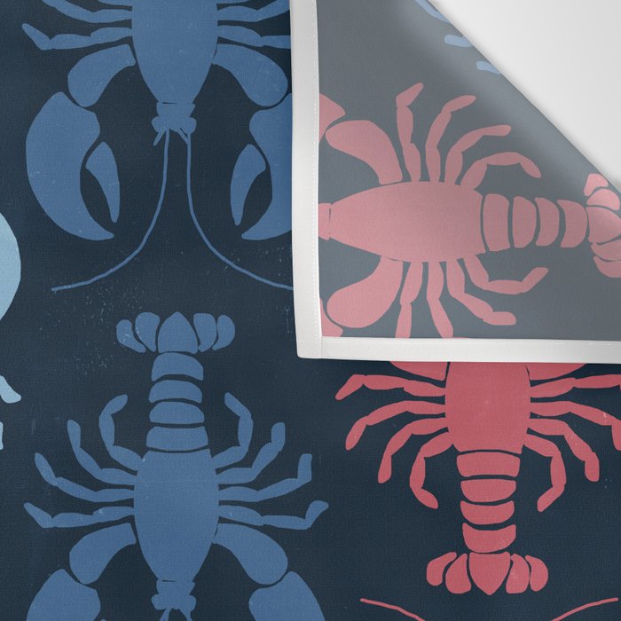 Lobster parade - navy Wall Tapestry Gallery Image 3