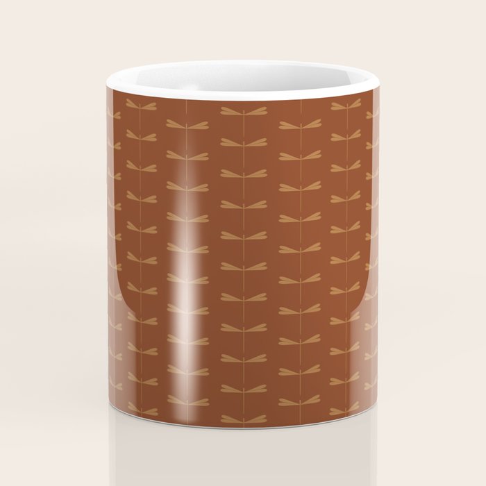 Dragonfly Pattern IV Brick Red Coffee Mug Gallery Image 4