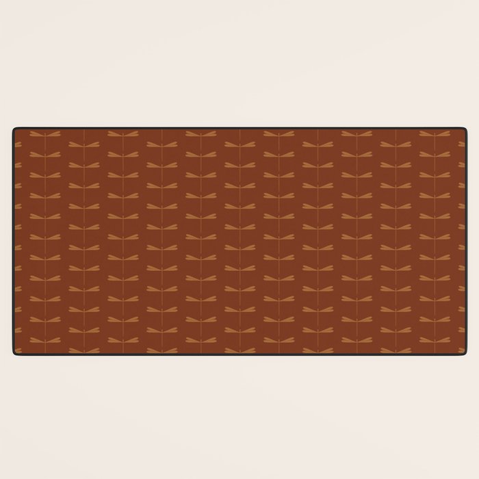 Dragonfly Pattern IV Brick Red Desk Mat Gallery Image 3