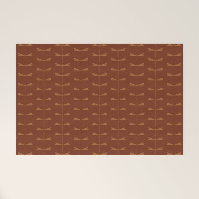 Dragonfly Pattern IV Brick Red Welcome Mat Gallery Image 1