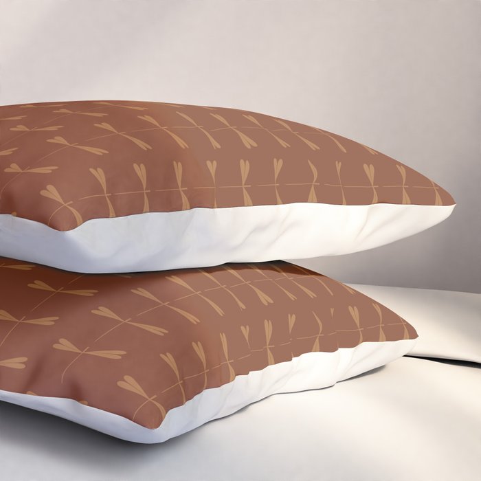 Dragonfly Pattern IV Brick Red Pillow Sham Gallery Image 3
