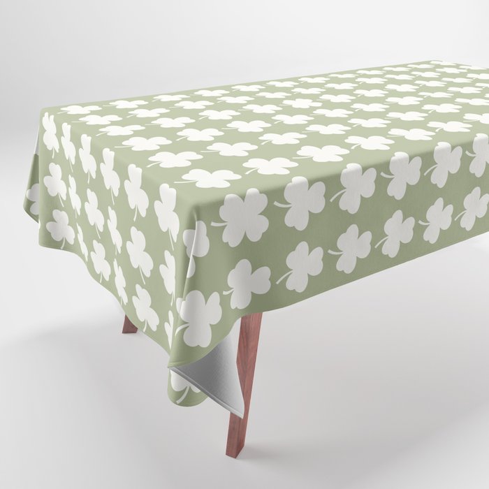 Clovers XXVI Natural Green Botanical Pattern Tablecloth Gallery Image 1