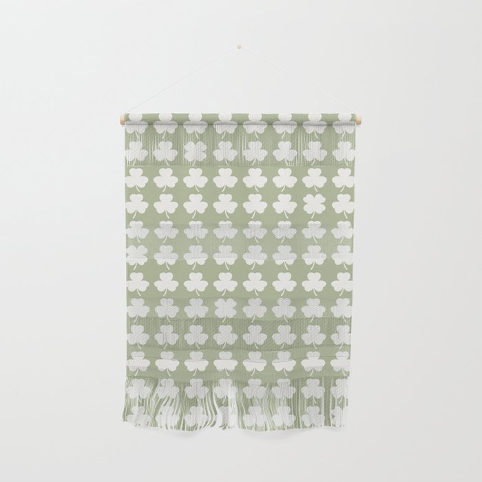Clovers XXVI Natural Green Botanical Pattern Wall Hanging Gallery Image 1