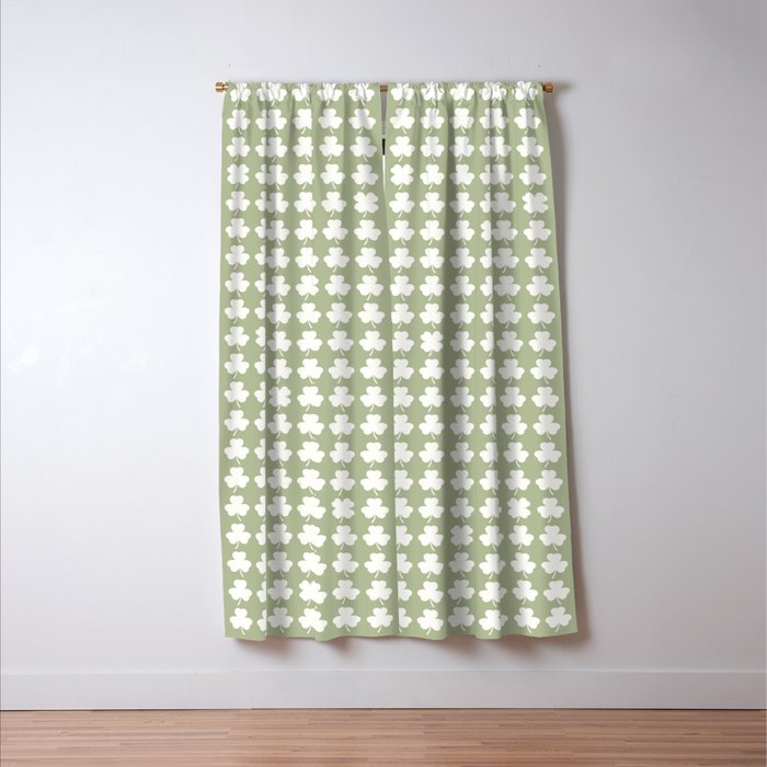 Clovers XXVI Natural Green Botanical Pattern Window Curtain Gallery Image 3