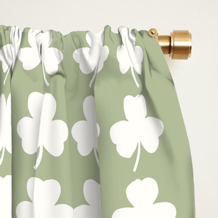Clovers XXVI Natural Green Botanical Pattern Window Curtain Gallery Image 2