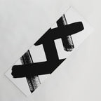 X Black & White Minimalist Abstract Mid century Ink Art Dark Brush Strokes Yoga Mat Gallery Image 1