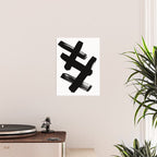 X Black & White Minimalist Abstract Mid century Ink Art Dark Brush Strokes Poster Gallery Image 2