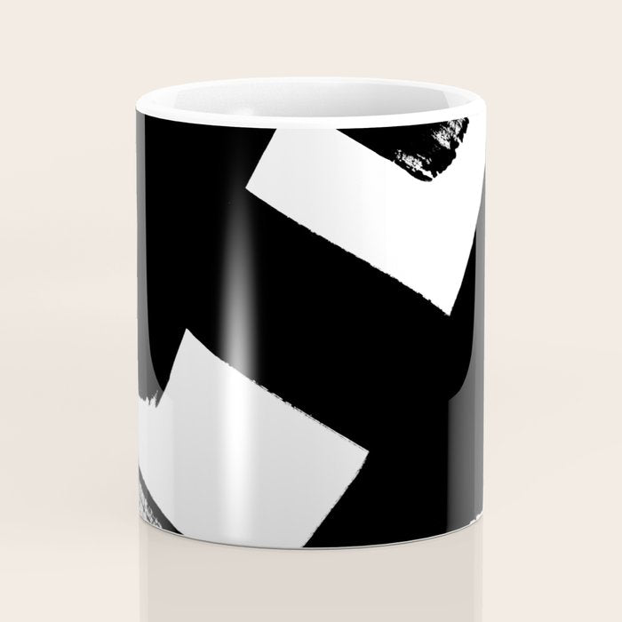 X Black & White Minimalist Abstract Mid century Ink Art Dark Brush Strokes Coffee Mug Gallery Image 4