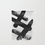 X Black & White Minimalist Abstract Mid century Ink Art Dark Brush Strokes Wall Hanging Gallery Image 1