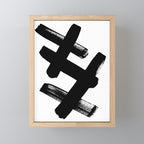 X Black & White Minimalist Abstract Mid century Ink Art Dark Brush Strokes Mini Art Print Gallery Image 1