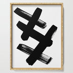 X Black & White Minimalist Abstract Mid century Ink Art Dark Brush Strokes Serving Tray Gallery Image 1