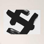 X Black & White Minimalist Abstract Mid century Ink Art Dark Brush Strokes Welcome Mat Gallery Image 1