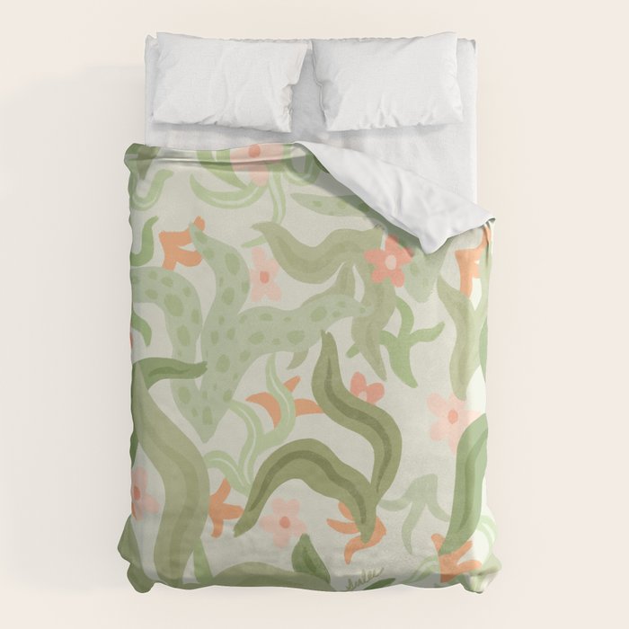 Wavy Plants Pattern Duvet Cover Gallery Image 1