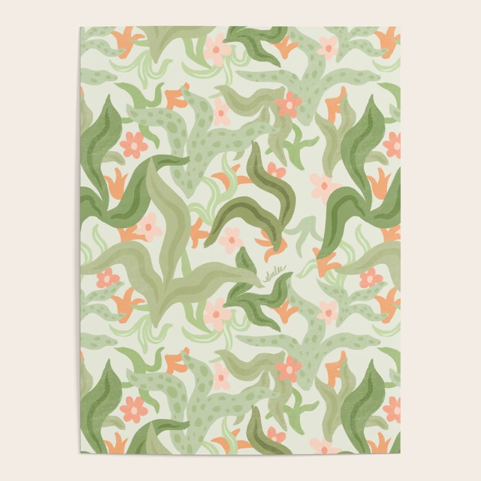 Wavy Plants Pattern Poster Gallery Image 1