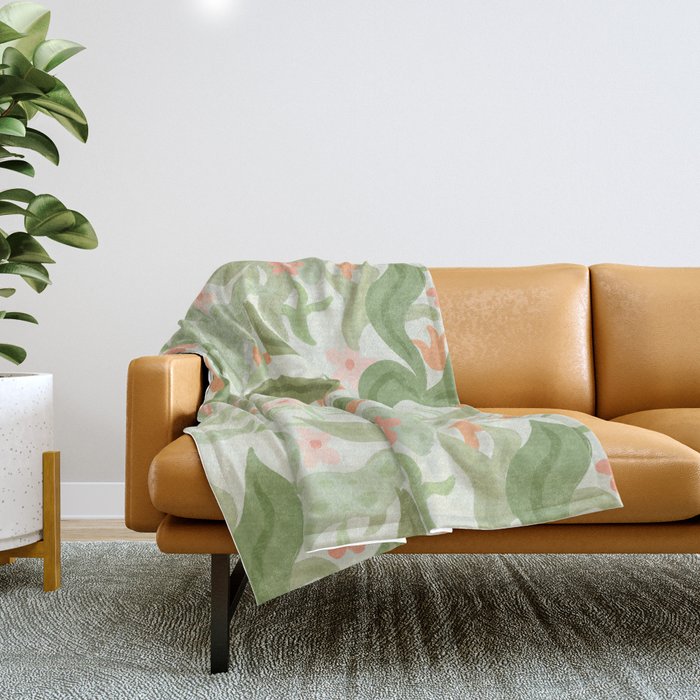 Wavy Plants Pattern Throw Blanket Gallery Image 1