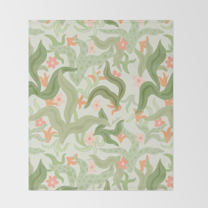 Wavy Plants Pattern Throw Blanket Gallery Image 2