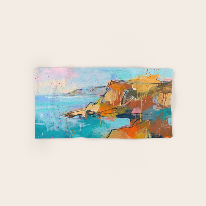 Abstract Northern Ireland Coastline - Vibrant Irish Seascape Art Print Bath Towel Gallery Image 1