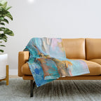 Abstract Northern Ireland Coastline - Vibrant Irish Seascape Art Print Throw Blanket Gallery Image 1