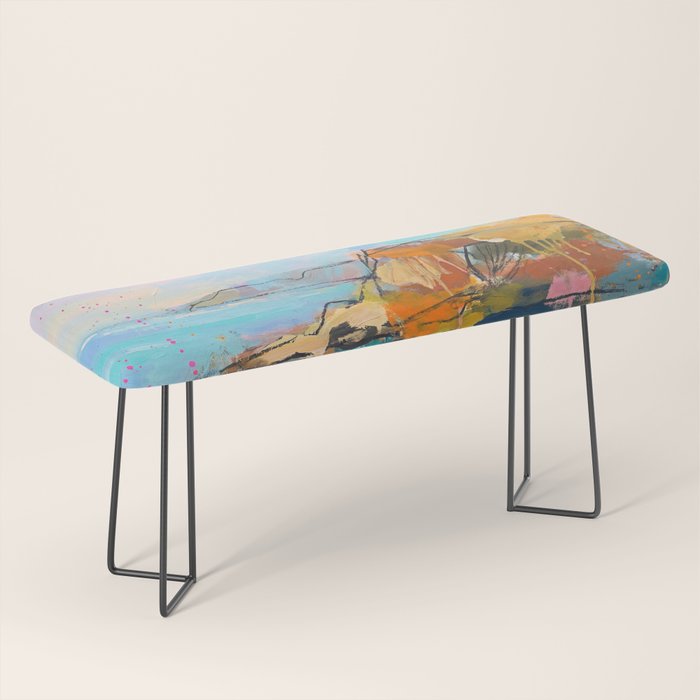 Abstract Northern Ireland Coastline - Vibrant Irish Seascape Art Print Bench Gallery Image 1