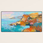 Abstract Northern Ireland Coastline - Vibrant Irish Seascape Art Print Desk Mat Gallery Image 3
